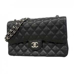 Chanel Shoulder Bag, Large Matelassé, Double Chain, Caviar Leather, Black, Wo...